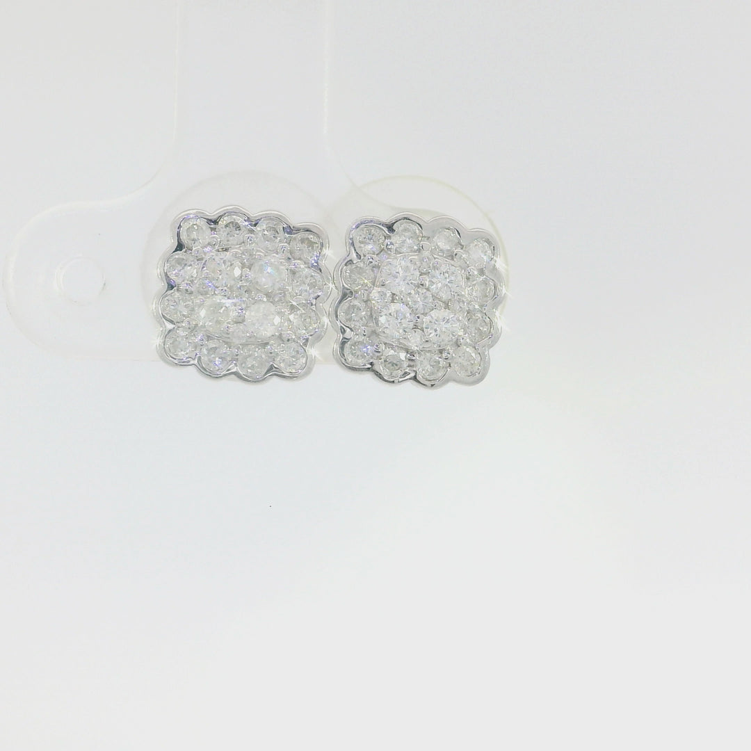 0.78 CTW Diamond Cluster Stud Earrings in 14KT White Gold