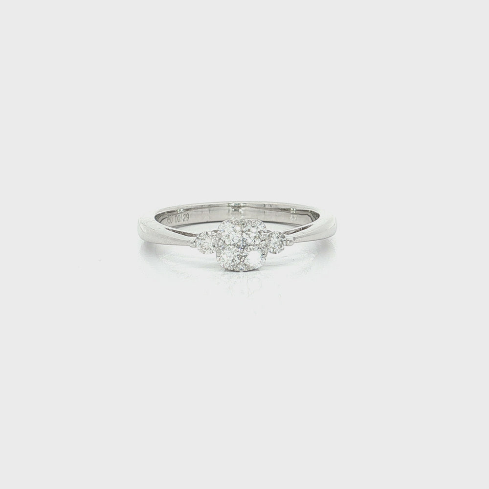 Round Diamond Cluster Ring 18k White Gold