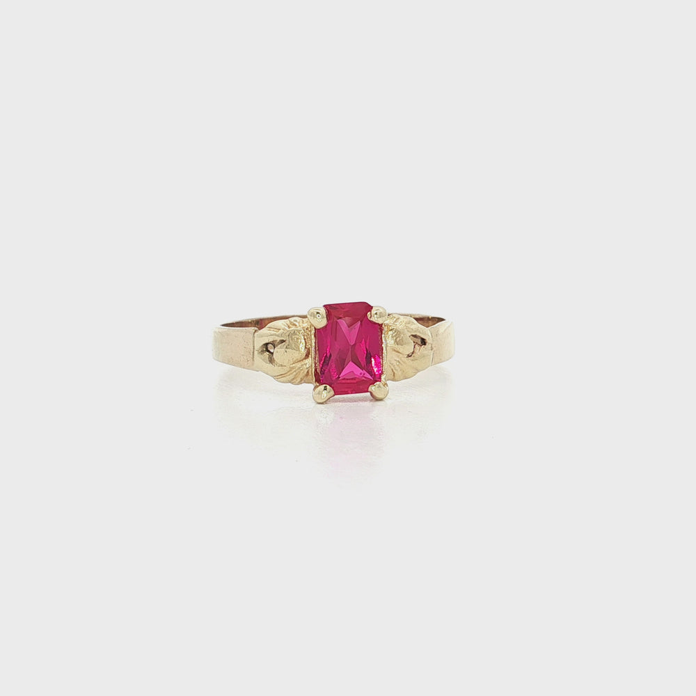 Emerald-Cut Pink Spinel Ring 14k Yellow Gold