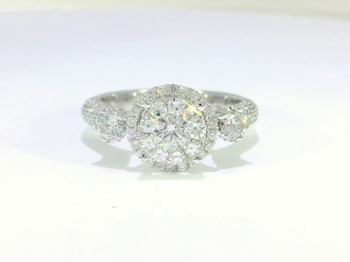 1.50 CTW Cluster Halo Diamond Engagement Ring in 18KT White Gold