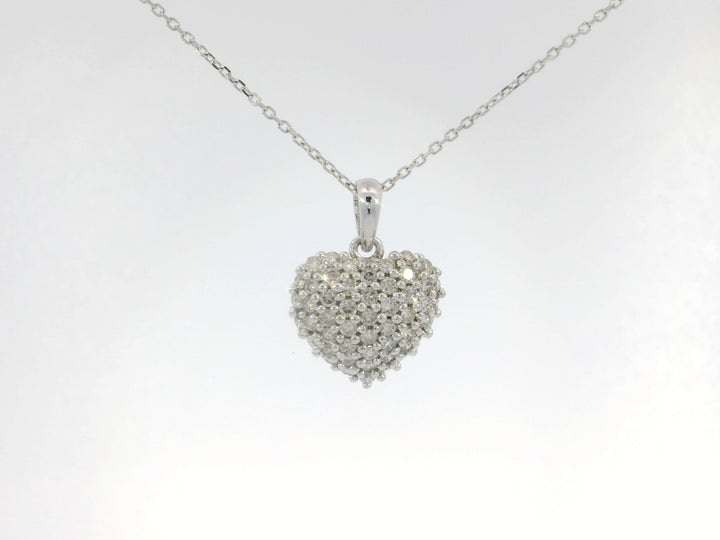 1.00 CTW Diamond Heart Pendant Necklace in 14KT White Gold