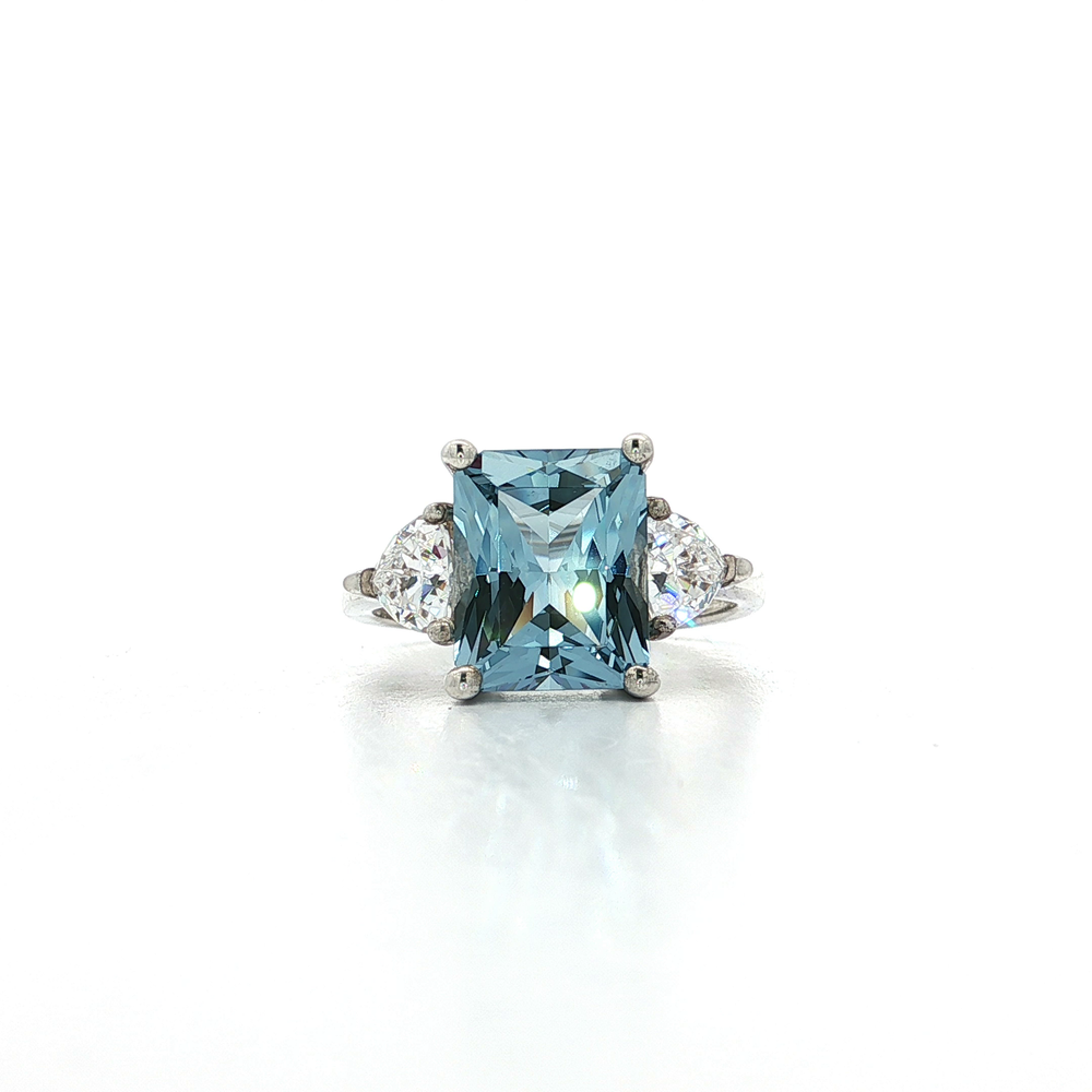 Blue CZ Ring Sterling Silver