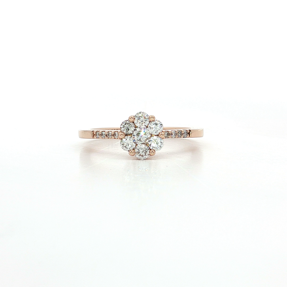Diamond Cluster Engagement Ring 14k Rose Gold