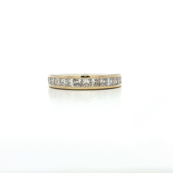 1.05 CTW Princess Cut Colorless Natural Diamond Channel-Set Wedding Band in 14kt Yellow Gold