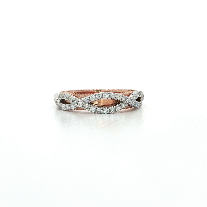 0.50 CTW Colorless Nearly Flawless Round Brilliant Cut Natural Diamond Infinity & Beyond Wedding Band in Two-Tone 14kt White & Rose Gold