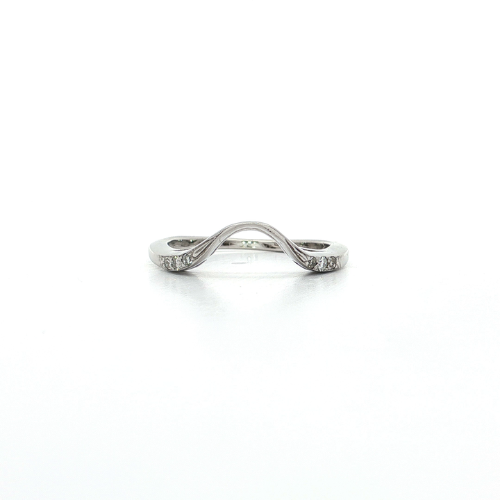 0.10 CTW Colorless Near Flawless Natural Round Brilliant Cut Diamond Curved Wedding Band Enhancer in 14kt White Gold