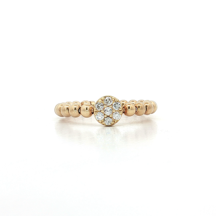 0.70 CTW Natural Round Brilliant Cut Diamond Cluster Ring on a Beaded 14kt Yellow Gold Band