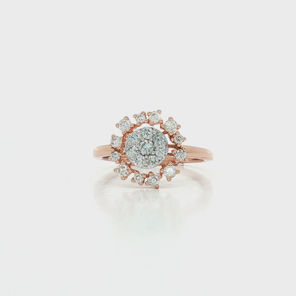 Diamond Flower Burst Ring 14k Rose Gold