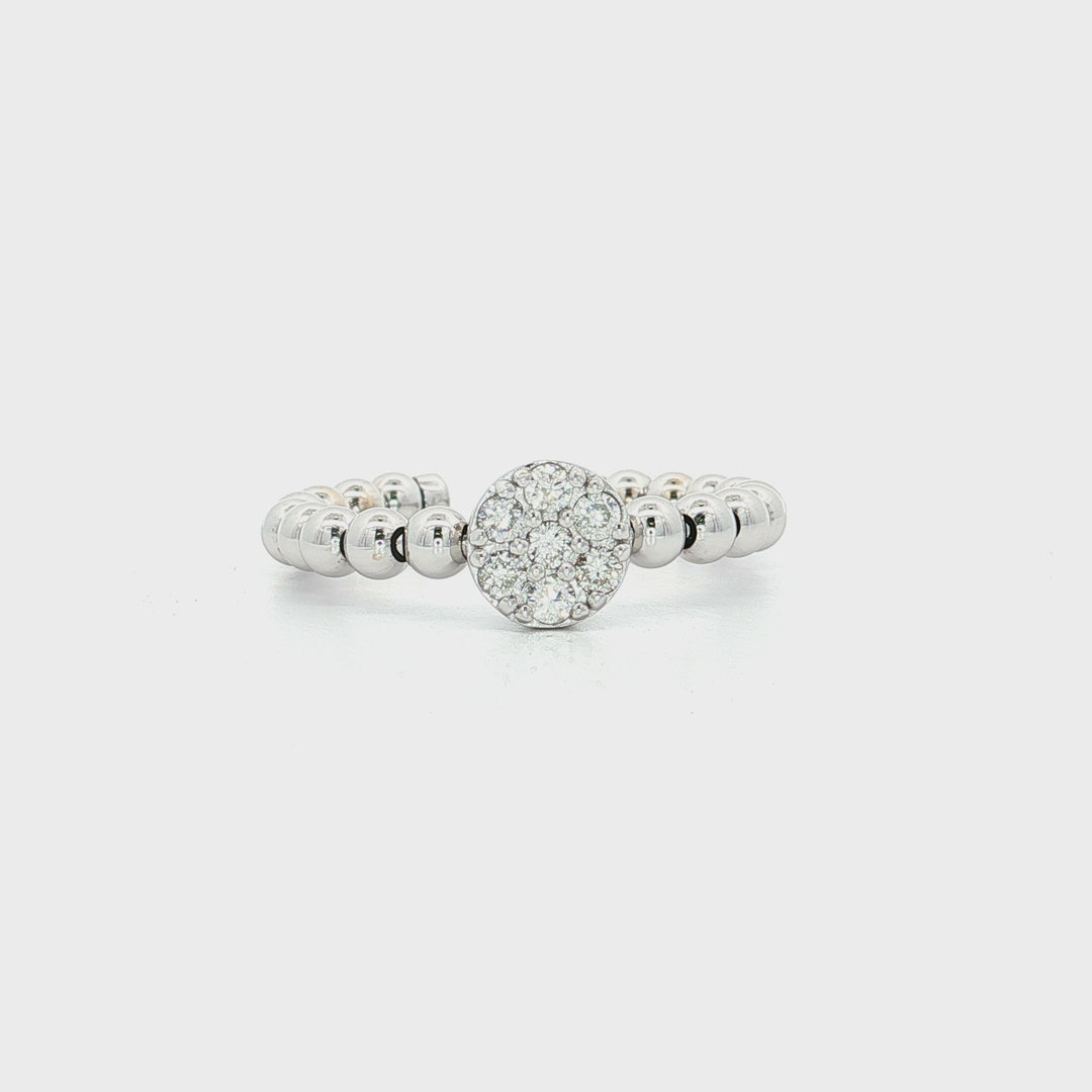 0.70 CTW Natural Round Brilliant Cut Diamond Cluster Ring on a Beaded 14kt White Gold Band