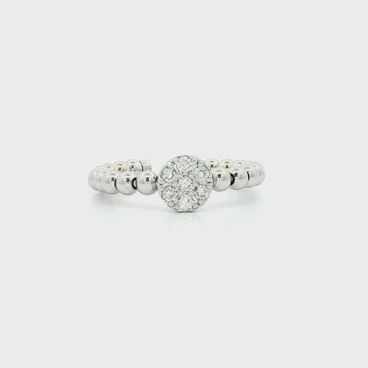 0.70 CTW Natural Round Brilliant Cut Diamond Cluster Ring on a Beaded 14kt White Gold Band