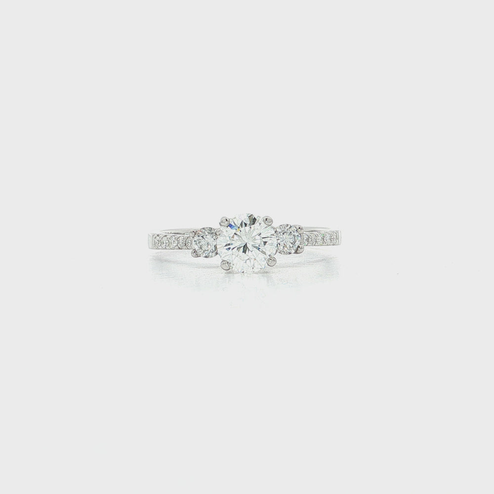 Diamond Engagement Ring with Pavé Shoulders, 18k White Gold