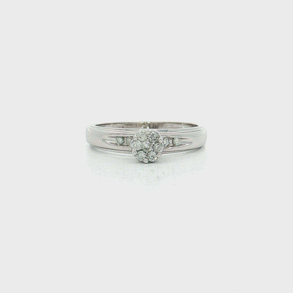 Cluster Near-Colorless Diamond Engagement Ring 1 ct. in 14k White Gold