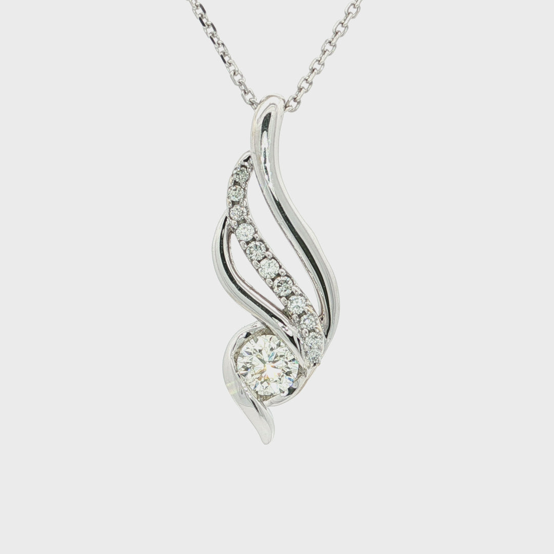 0.50 CTW Sirena Collection Round Brilliant Diamond Pendant Necklace in 14kt White Gold