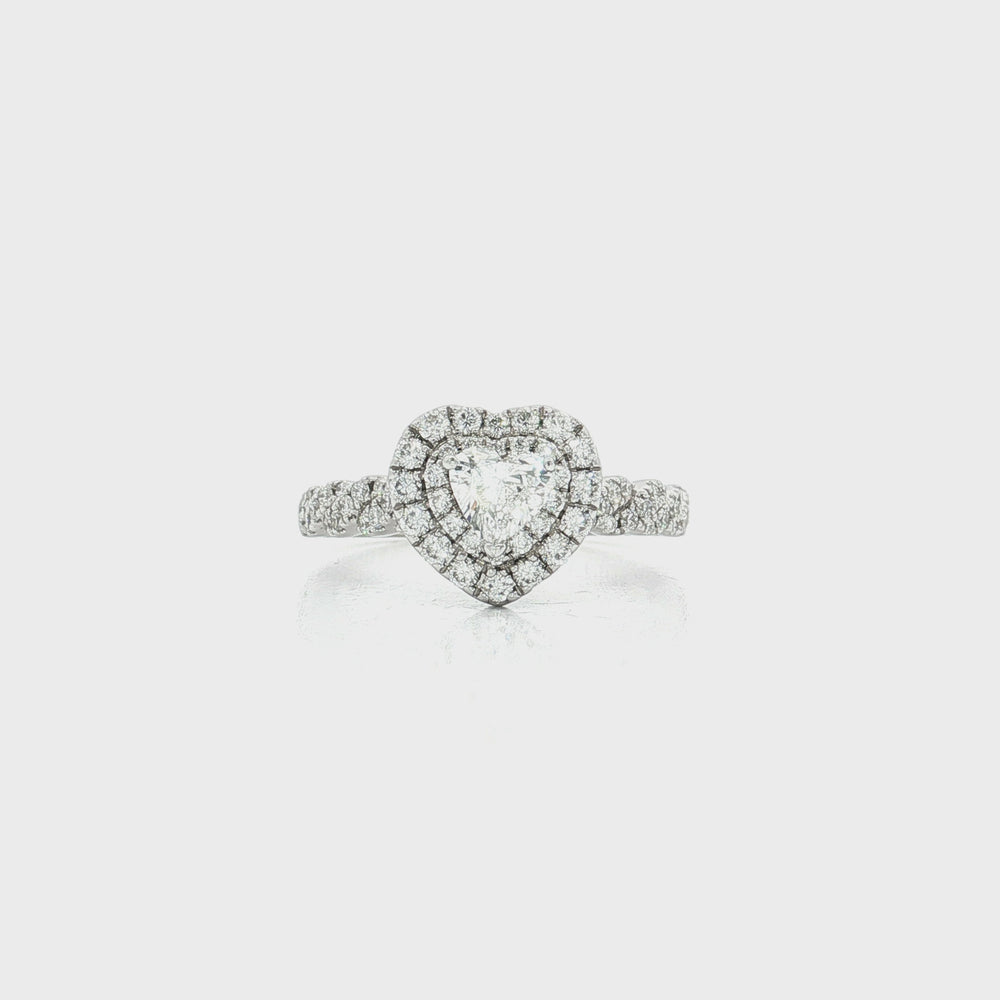 Round Diamond Double Halo Ring 14k White Gold