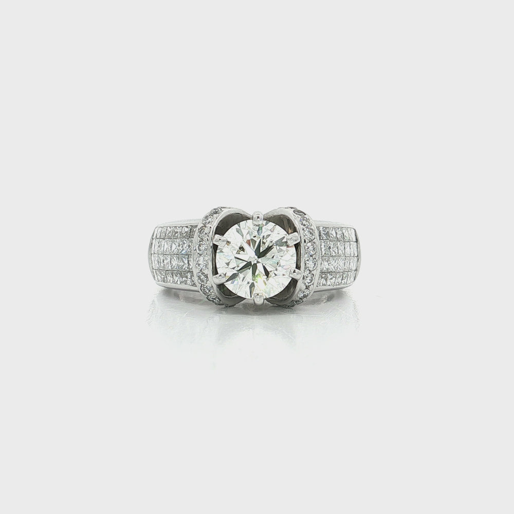 Certified Round Diamond Engagement Ring 18k White Gold