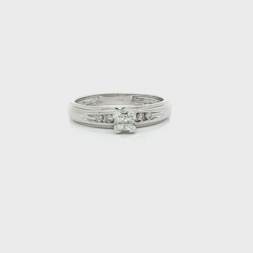Princess-Cut Near-Colorless Diamond Ring 14k White Gold