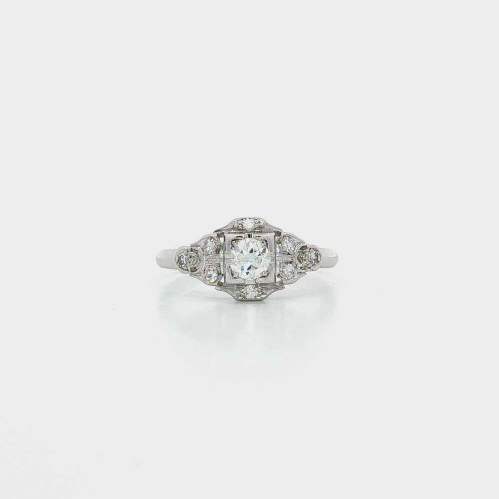 Old European Cut Colorless Diamond Engagement Ring (½ ct.) in Platinum