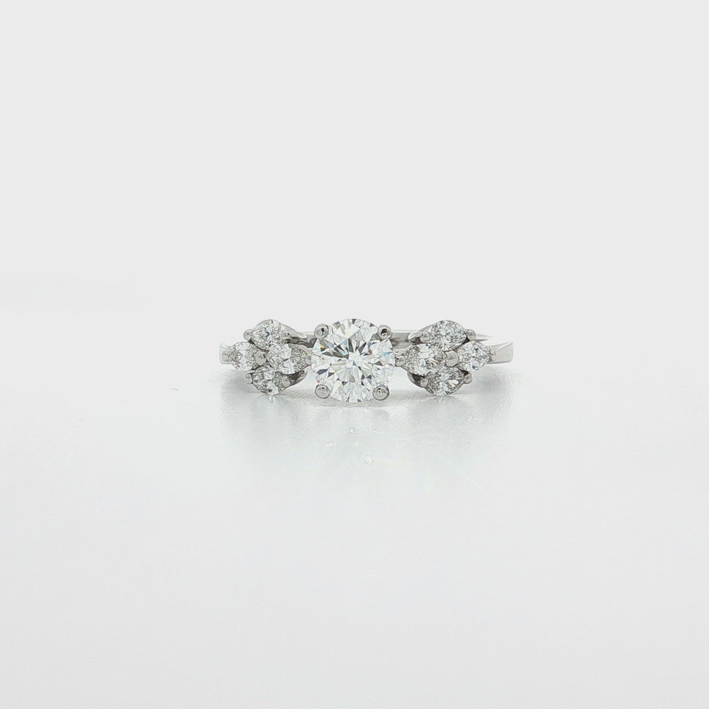 GIA Certified Round Diamond Engagement Ring 18k White Gold