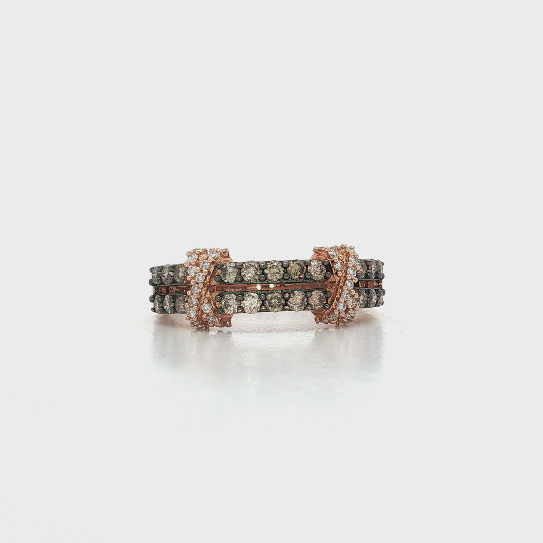 0.50 CTW Le Vian® Natural Chocolate & Vanilla Diamonds in a Crisscross X Split Band Ring in 14kt Strawberry Gold