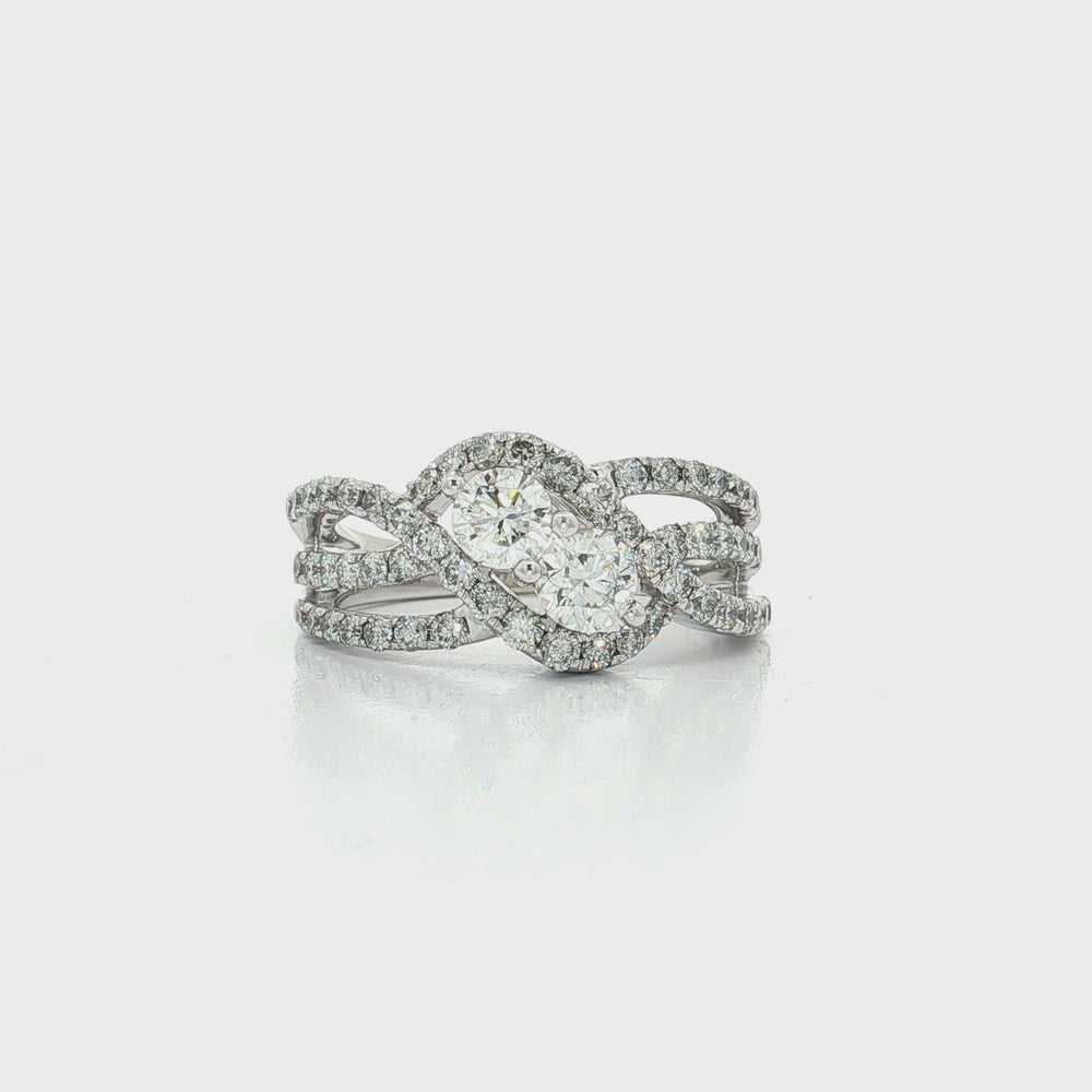 "Toi et Moi" Diamond Engagement Ring 14k White Gold