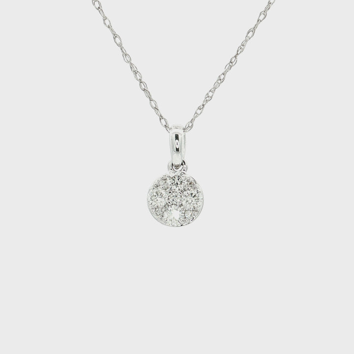 0.75 CTW Round Brilliant Cut Diamond Cluster Eternity Pendant Necklace in 14kt White Gold