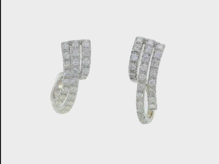 0.75 CTW Natural Diamond Matrix Hoop Earrings in 14KT White Gold