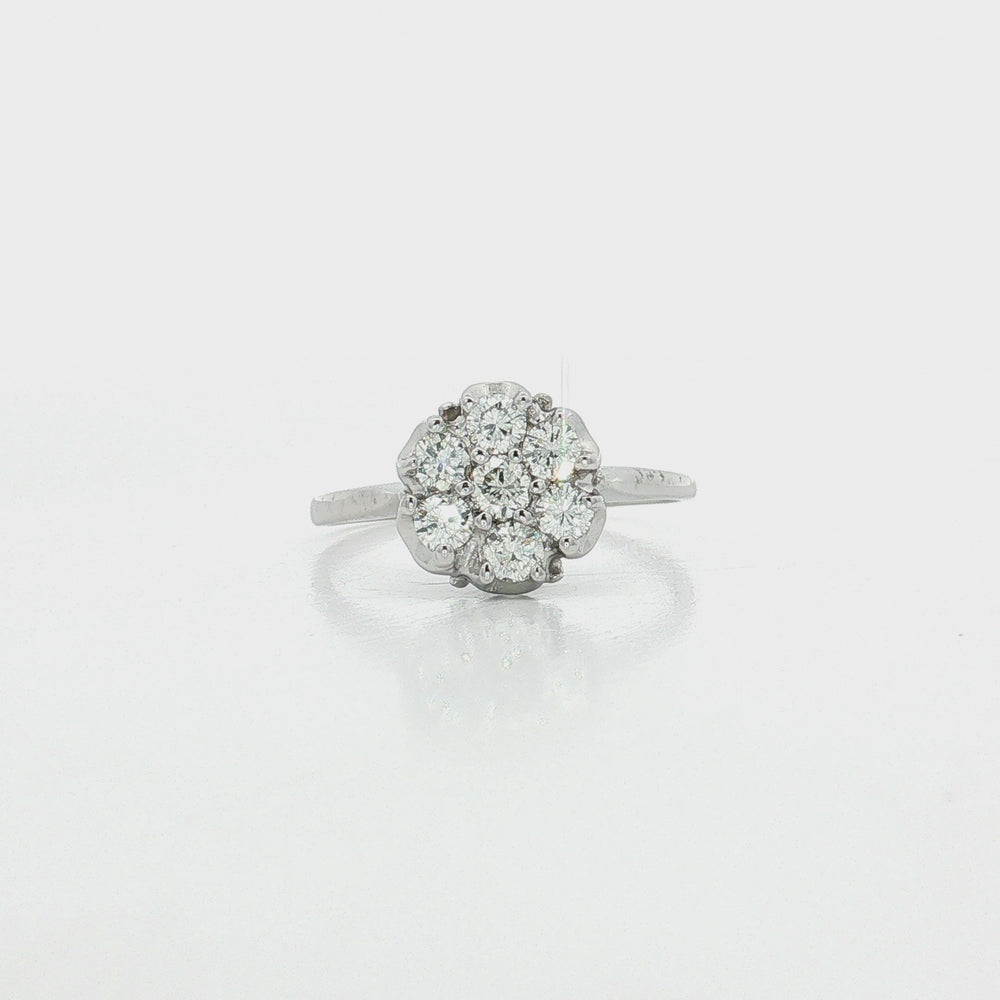 Flower Cluster Near-Colorless Diamond Ring (¾ ct.) in 14k White Gold