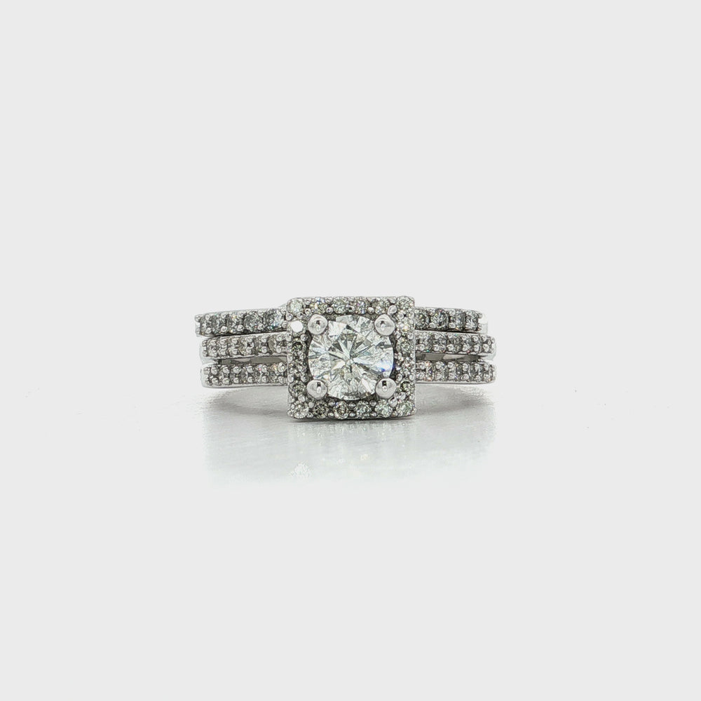 Certified Round Diamond Halo Ring 14k White Gold