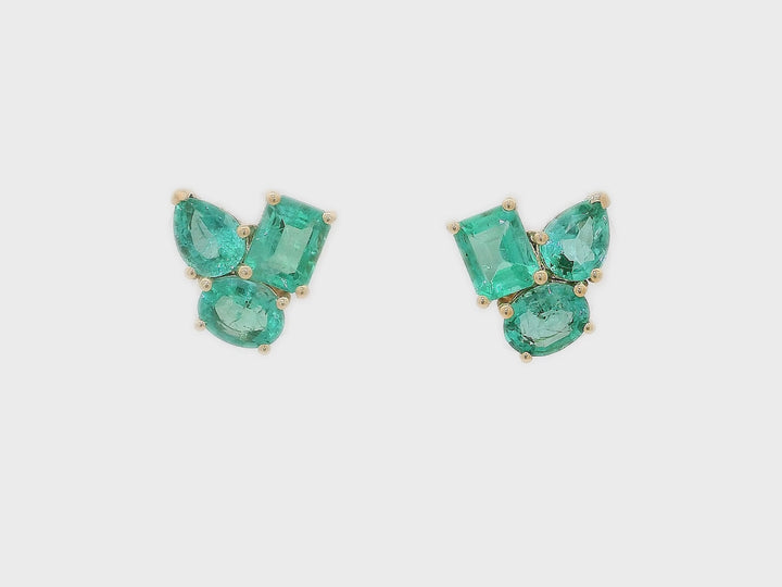 1.75 CTW AAA Grade Natural Emerald Earrings in 18KT Yellow Gold