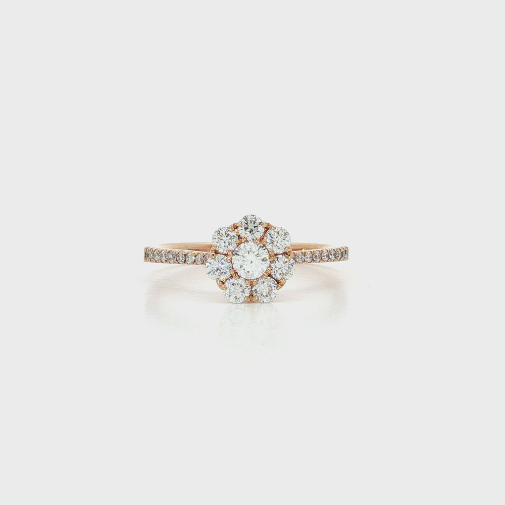 Round Diamond Cluster Ring 18k Rose Gold
