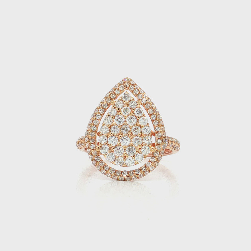Pear-Shaped Diamond Cluster Ring 18k Rose Gold