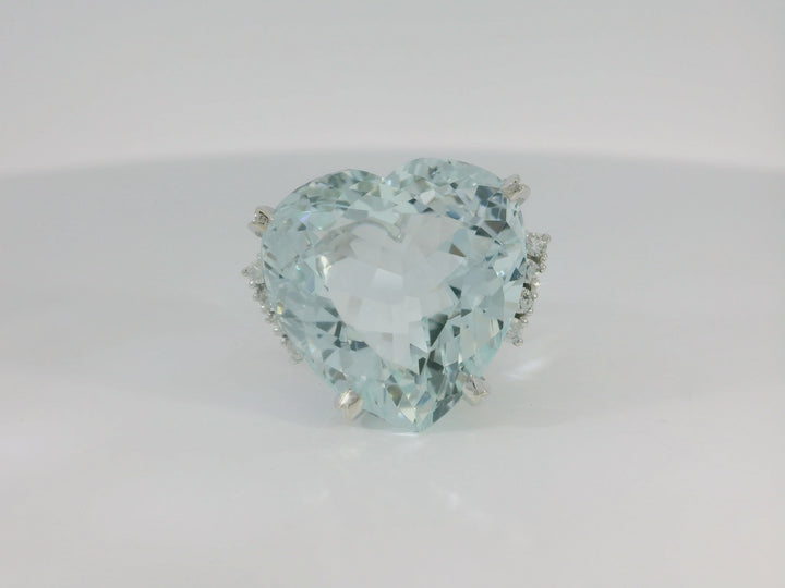 25.54 CTW GIA Certified AAA Grade Heart Shape Aquamarine & Diamond Ring in Platinum