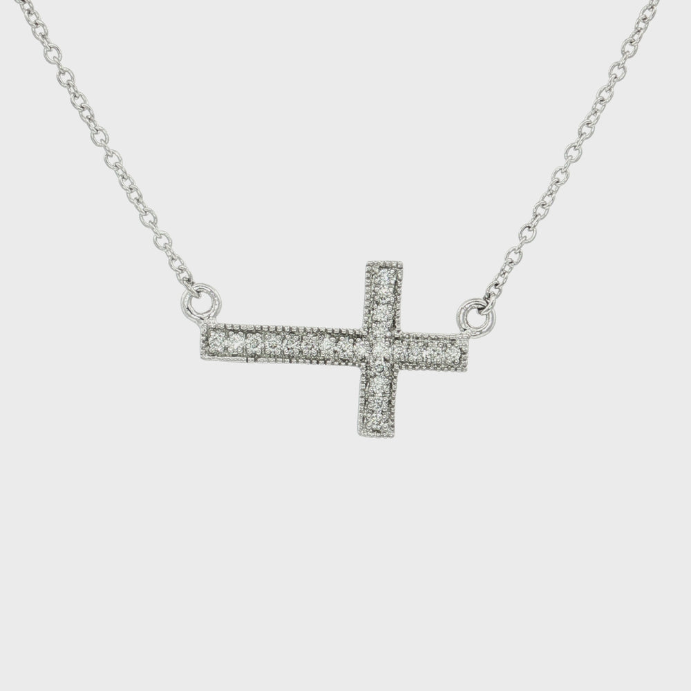 Diamond Cross Necklace 14k White Gold