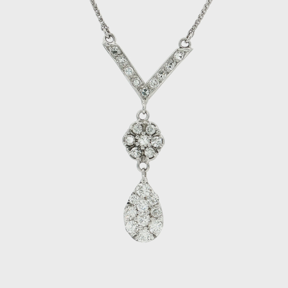 Near-Flawless Colorless Diamond Necklace 14k White Gold