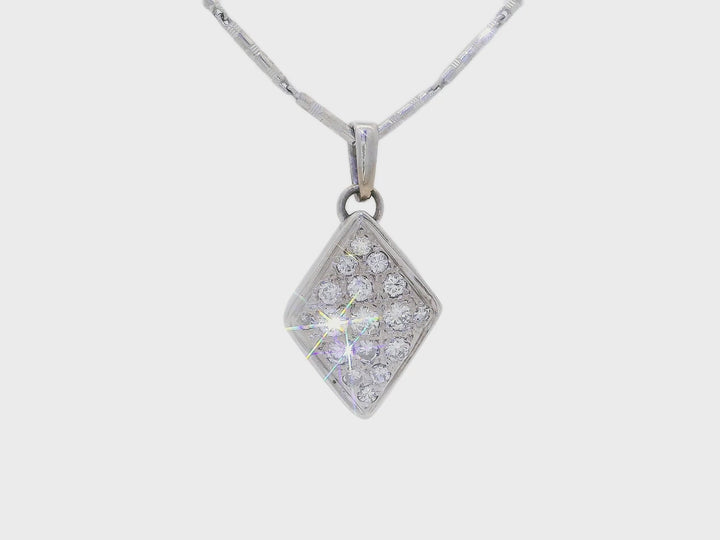 0.75 CTW Vintage Diamond-Shaped Natural Diamond Pendant Necklace in Palladium