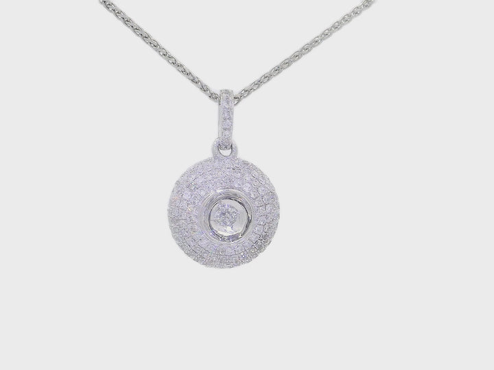 0.60 CTW Circular Natural Diamond Pendant Necklace in 14KT White Gold