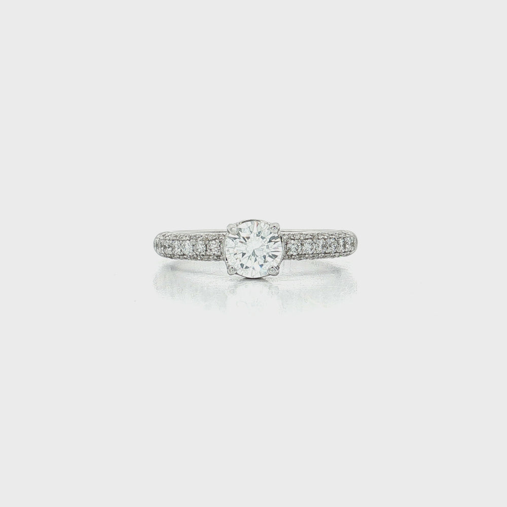 Micro-Pavé Colorless Diamond Engagement Ring 18k White Gold