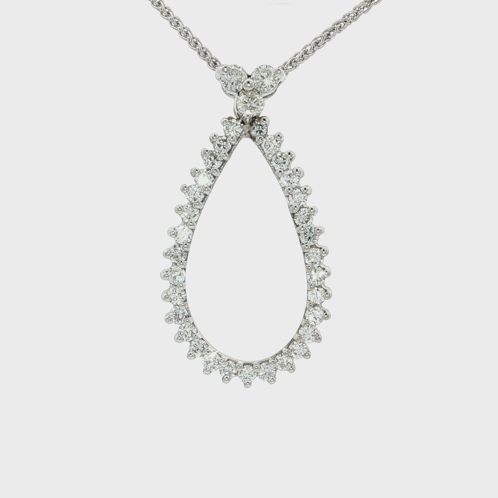 Open Pear Diamond Pendant 14k White Gold