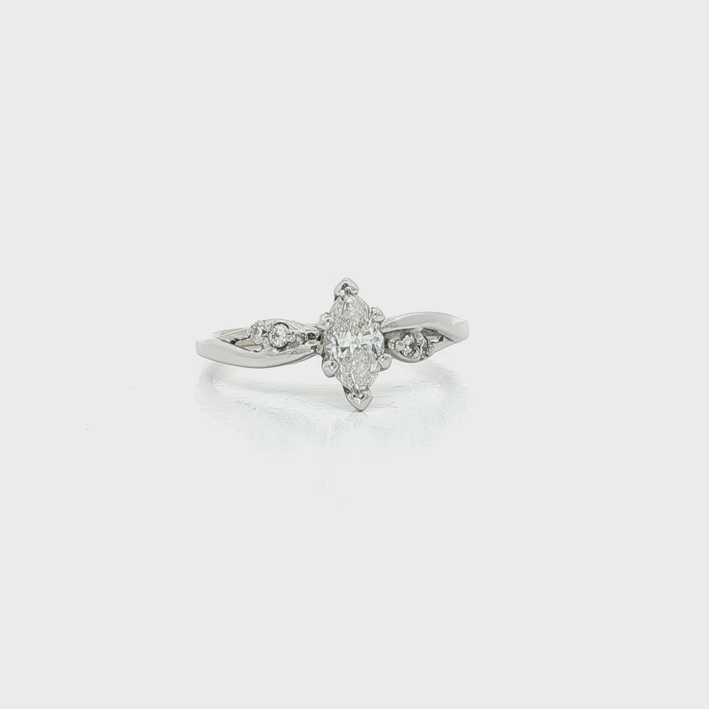 Marquise Diamond Bypass Ring 14k White Gold