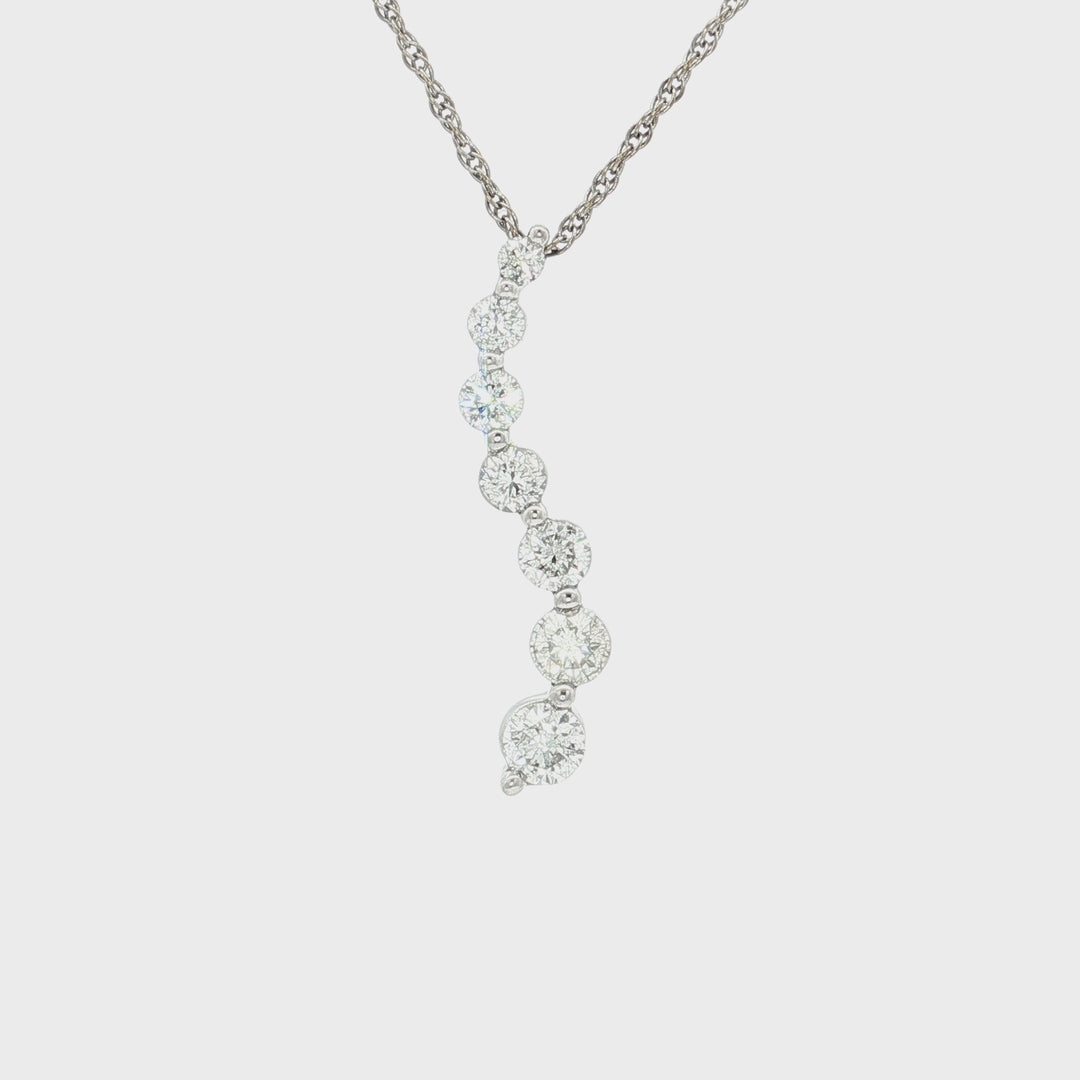 0.75 CTW Natural Diamond Journey Pendant Necklace in 14kt White Gold