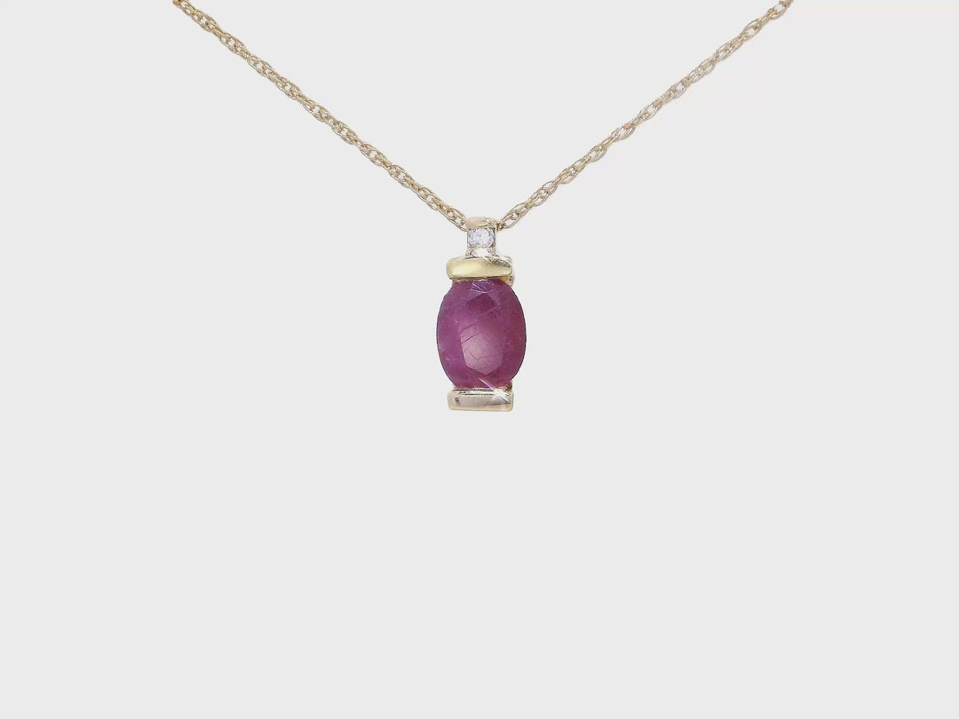 Ruby & Diamond Pendant Necklace in 10KT Yellow Gold