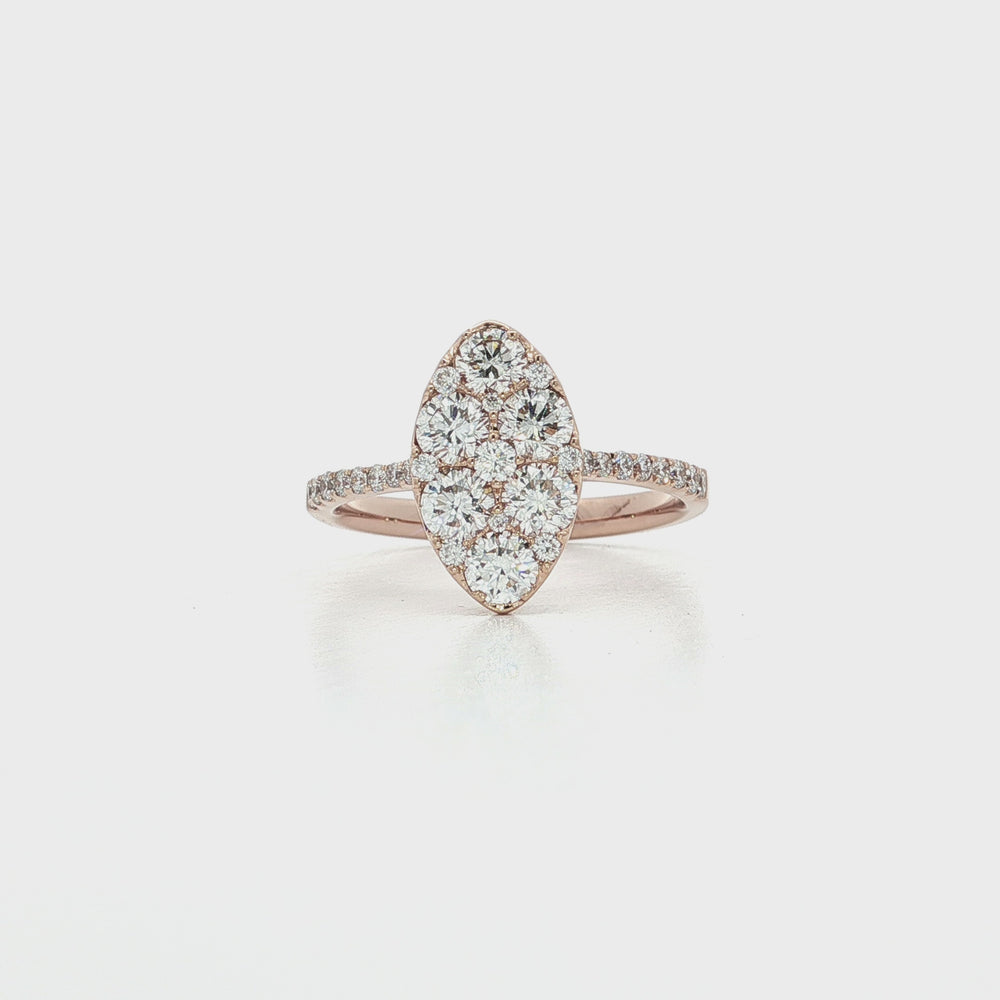 Round Diamond Cluster Ring 14k Rose Gold