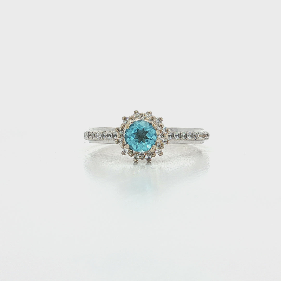 1.25 CTW Near-Colorless Round Brilliant Cut Diamond & AAA Grade Swiss Blue Topaz in a 14kt White Gold Ring