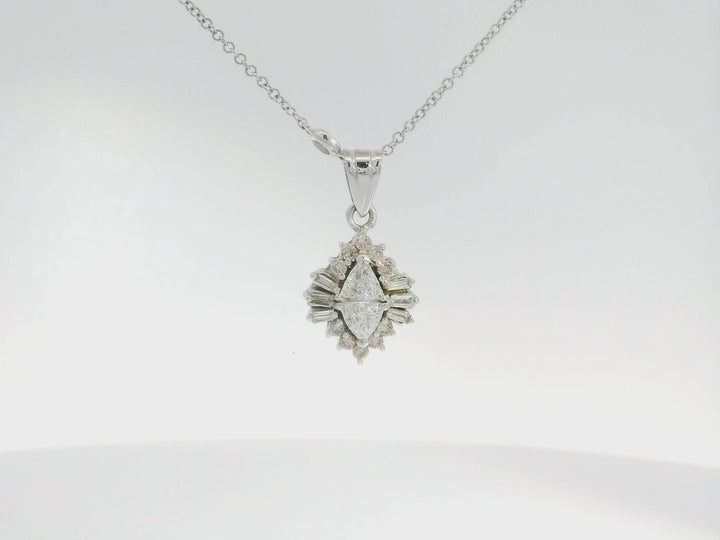 1.60 CTW Diamond Pendant Necklace in 18KT White Gold
