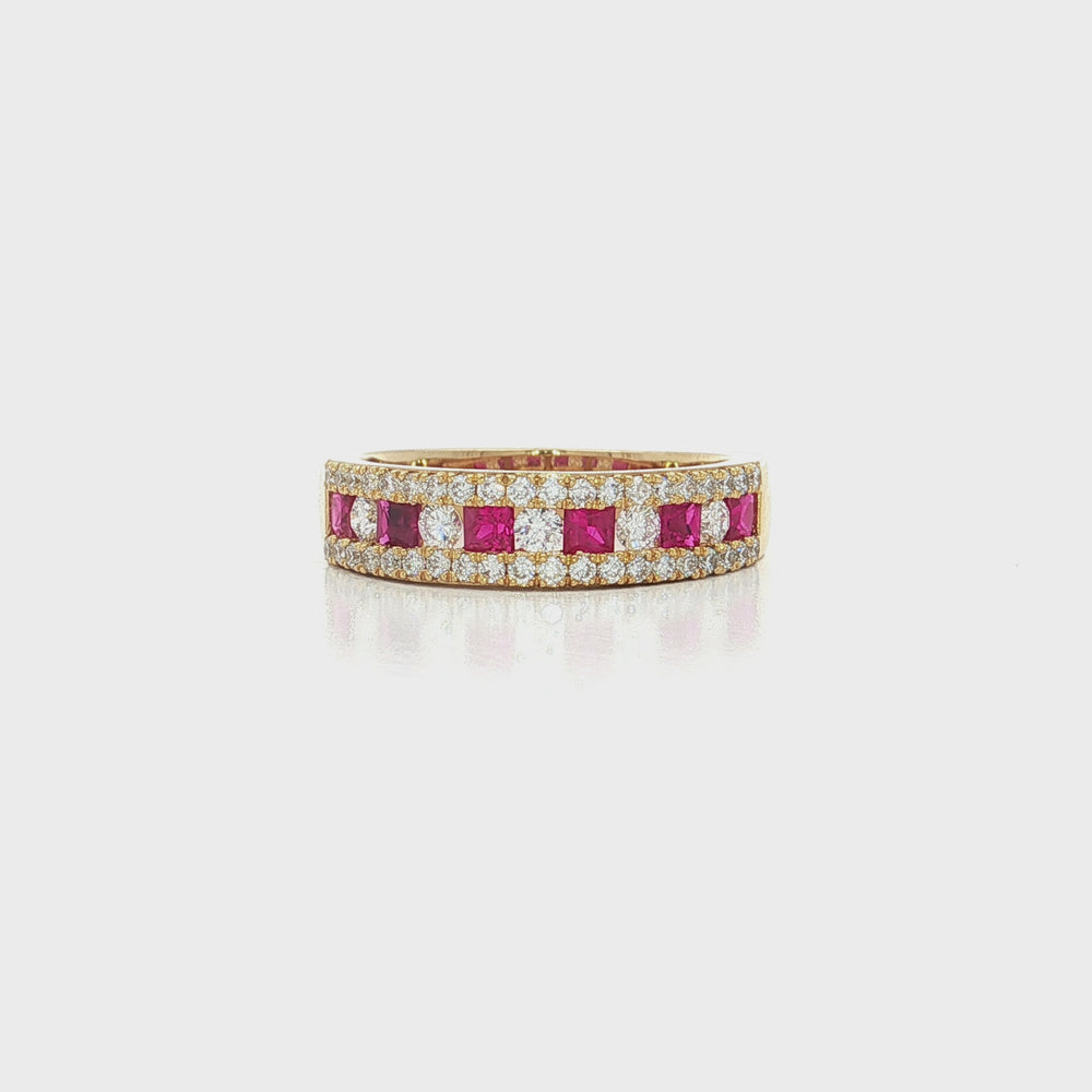 Ruby & Diamond Ring 18k Yellow Gold