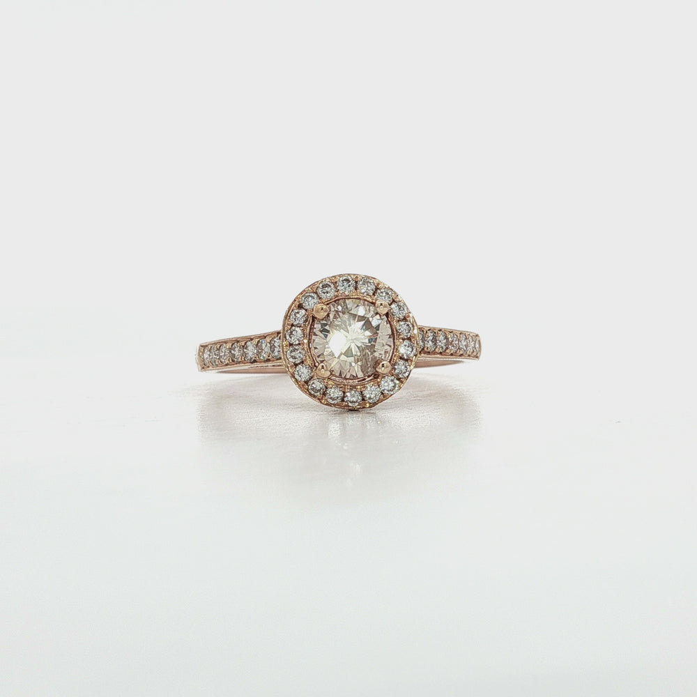 Champagne Diamond Halo Ring (1 ½ ct. tw.) in 18k Rose Gold