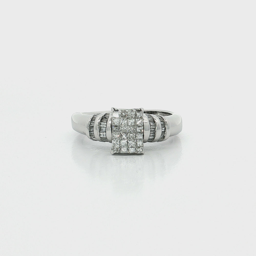 Invisibly-Set Princess Near-Colorless Diamond Ring 14k White Gold