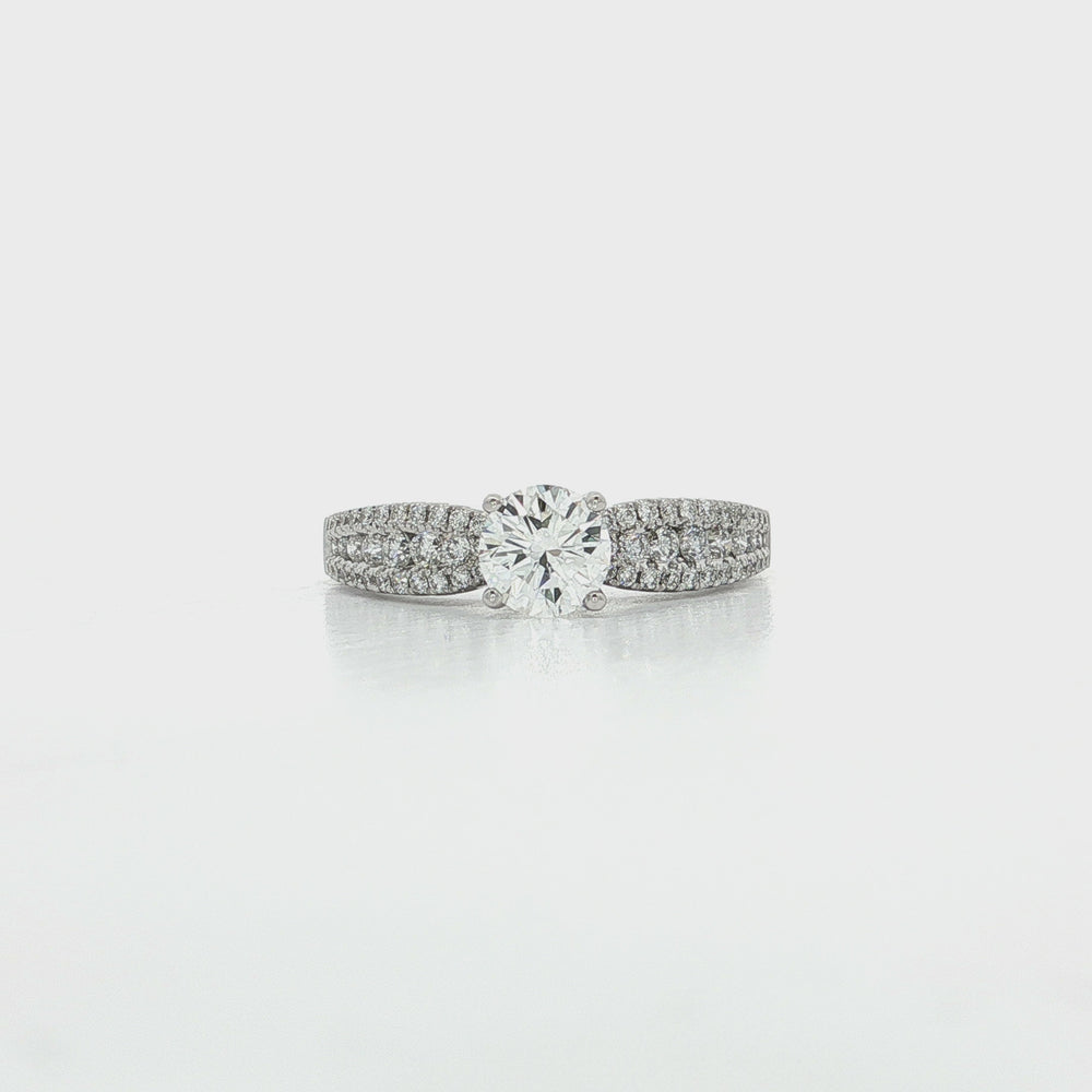 Certified Round Diamond Engagement Ring 18k White Gold