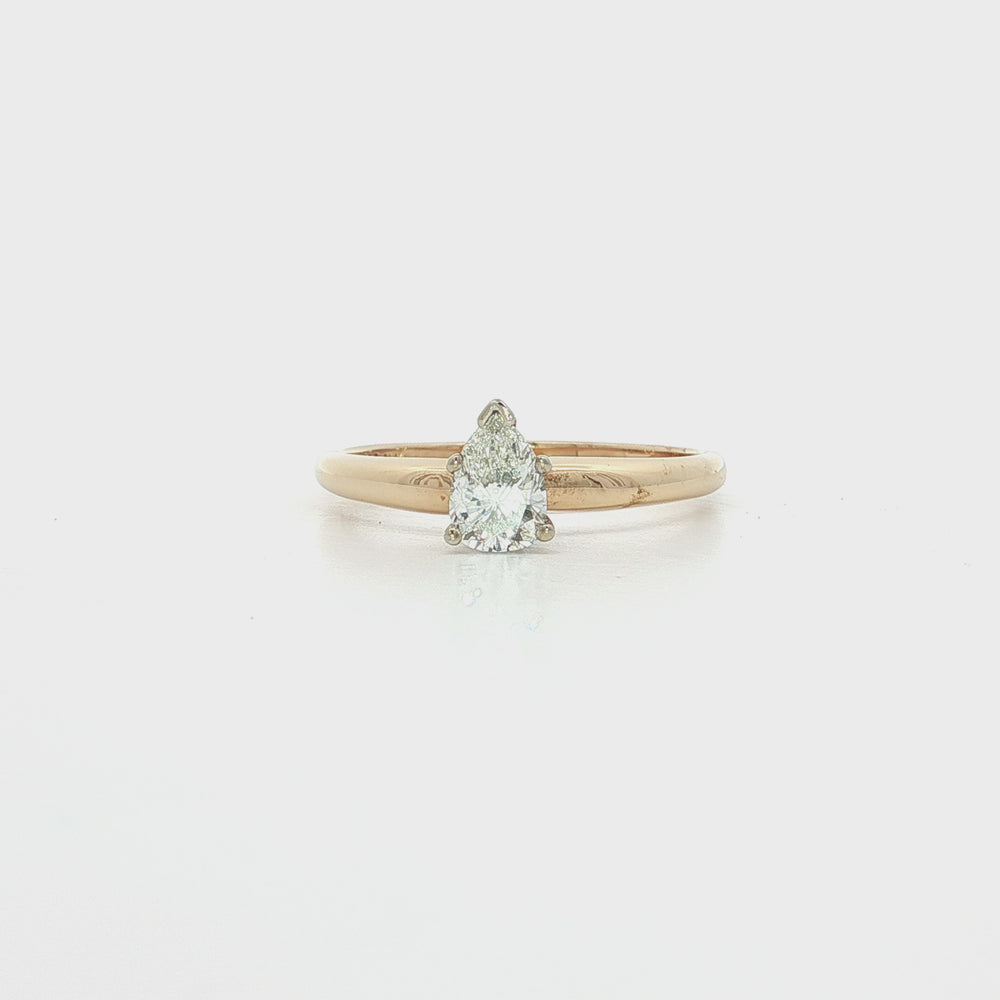 Pear Diamond Solitaire Engagement Ring 14k Yellow Gold