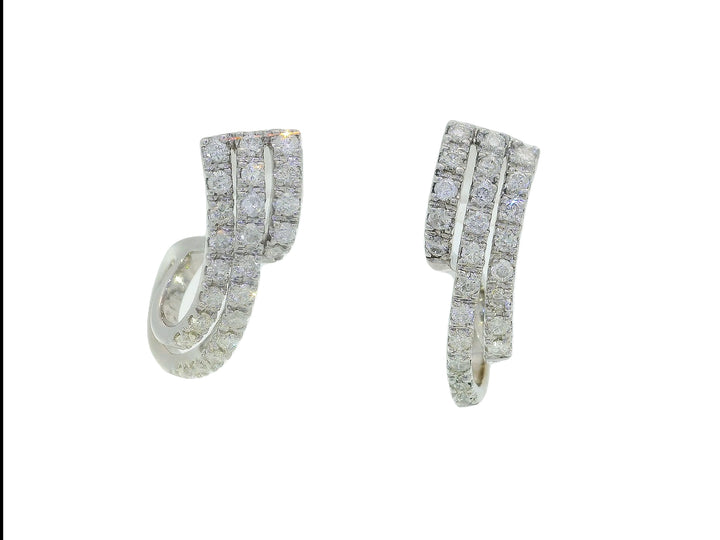0.75 CTW Natural Diamond Matrix Hoop Earrings in 14kt White Gold
